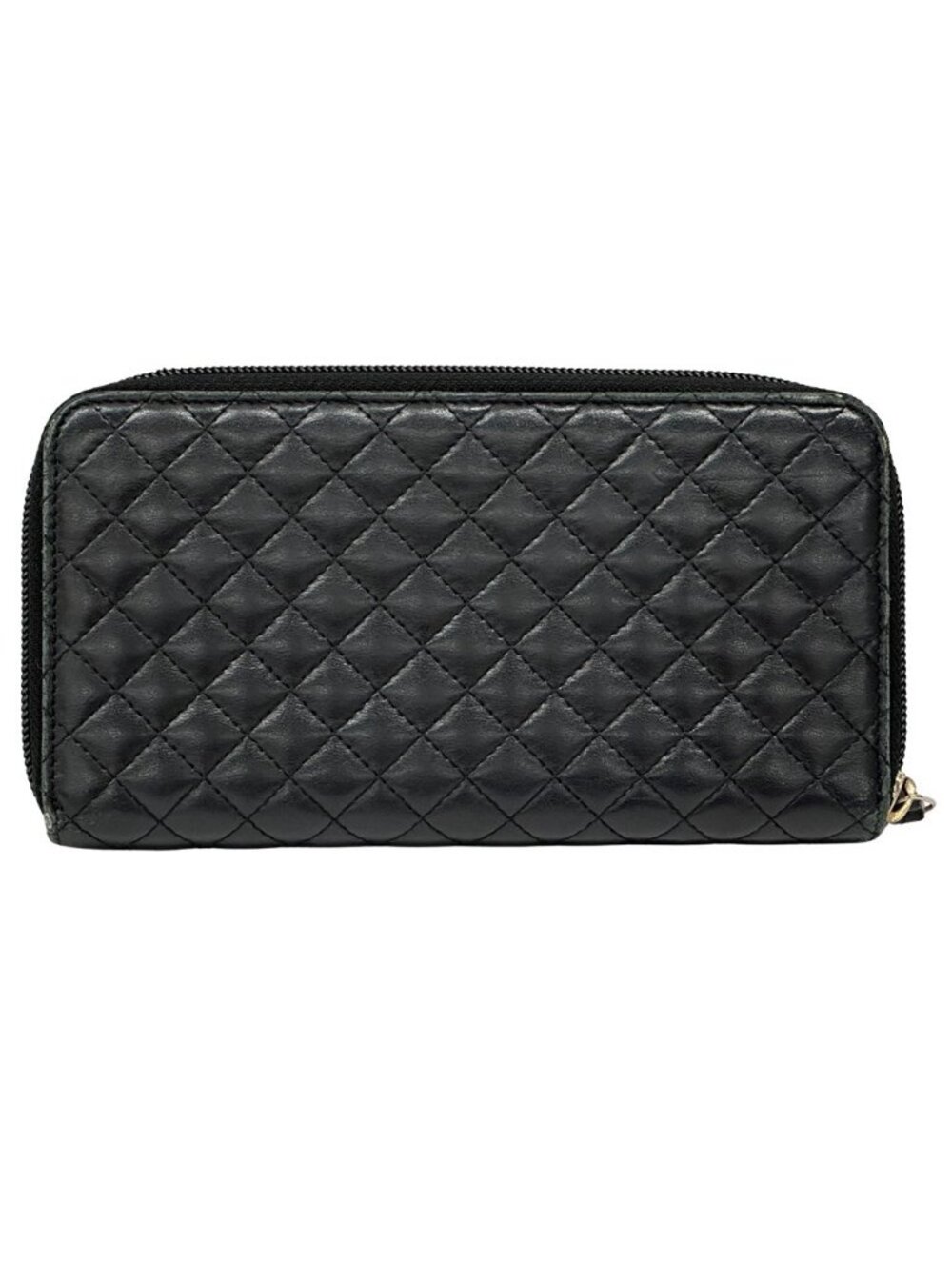 Chanel Wallet Micro Quilted Lambskin Black Gold Zip Around - Picture 2 of 15